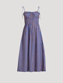 Rhoda Smocked Midi Dress In Paisley Print