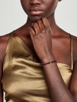 Rhodolite Beaded Bracelet With 14K Gold Diamond Wheel Rondelle