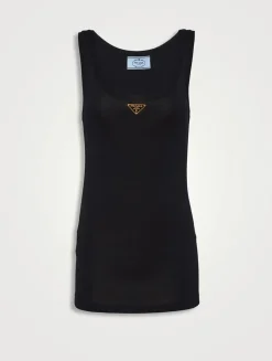 Ribbed Knit Jersey Tank Top