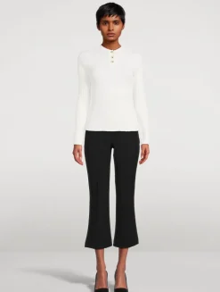 Ribbed Long-Sleeve Henley Shirt