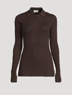 Ribbed Wool Polo Shirt