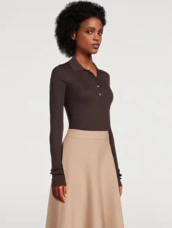 Ribbed Wool Polo Shirt