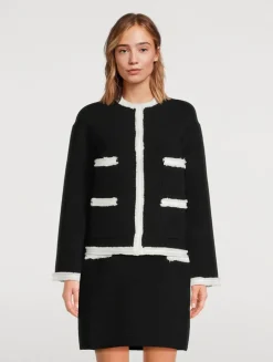 Rib-Knit Fringe-Trimmed Jacket