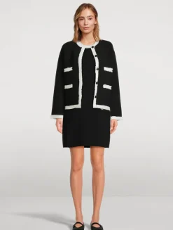 Rib-Knit Fringe-Trimmed Jacket