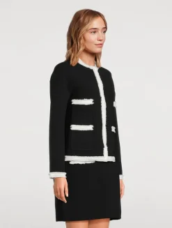 Rib-Knit Fringe-Trimmed Jacket