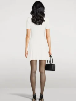 Rib-Knit Short-Sleeve Mini Dress