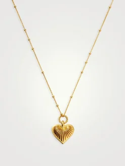 Ridge Heart Charm Pendant Necklace