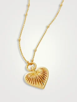 Ridge Heart Charm Pendant Necklace