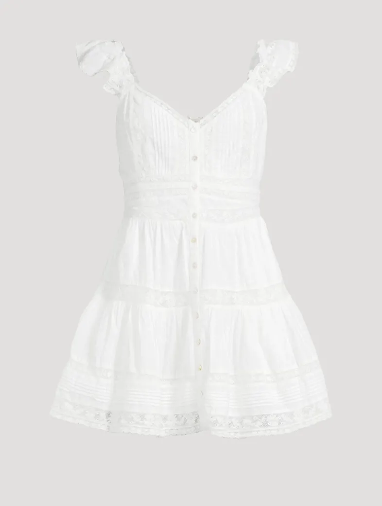 Rietta Lace-Trimmed Cotton Mini Dress