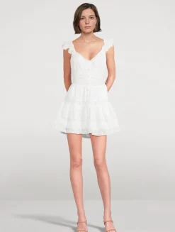 Rietta Lace-Trimmed Cotton Mini Dress