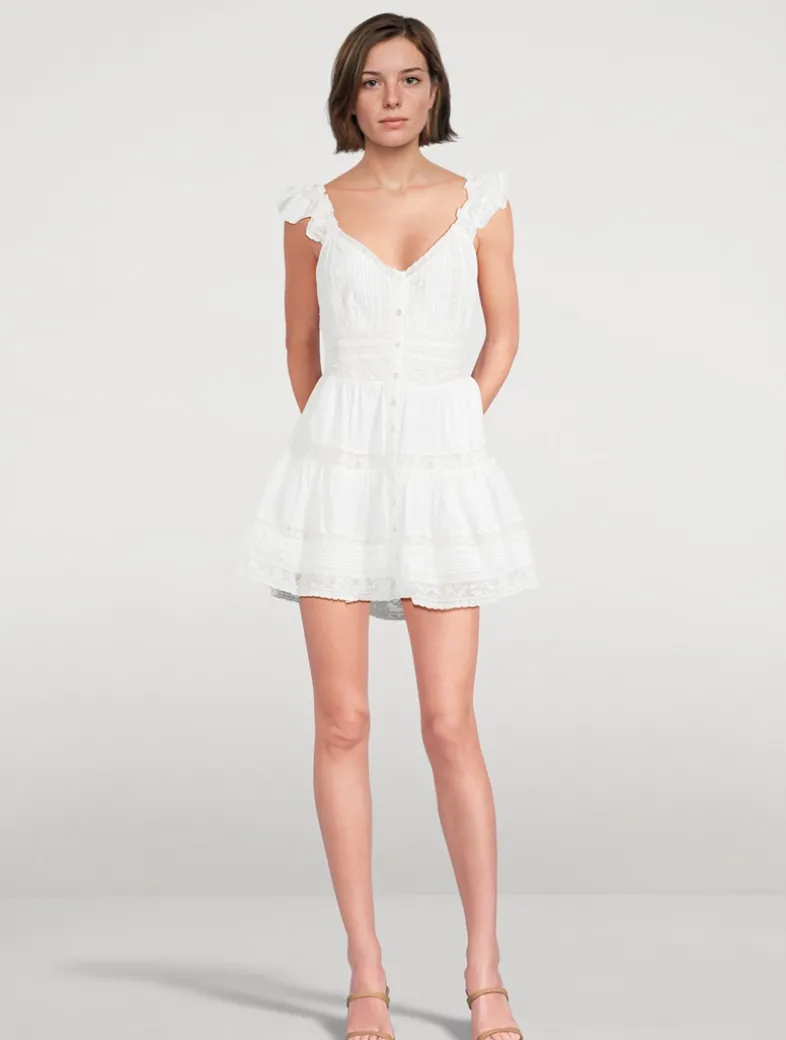 Rietta Lace-Trimmed Cotton Mini Dress