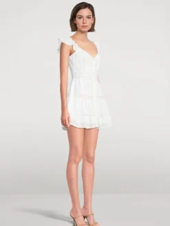 Rietta Lace-Trimmed Cotton Mini Dress