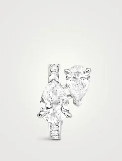 Right Serti Sur Vide 18K White Gold Hoop Earring With Diamonds