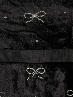 Rinwell Pearl Bow-Embellished Velvet Mini Dress