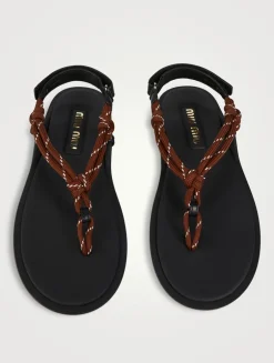 Riviere Cord And Leather Thong Sandals