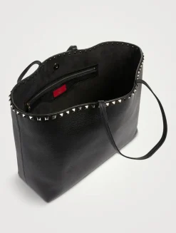 Rockstud Leather Tote Bag