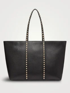 Rockstud Leather Tote Bag