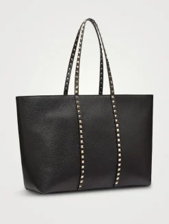Rockstud Leather Tote Bag