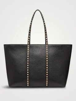 Rockstud Leather Tote Bag