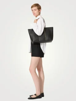 Rockstud Leather Tote Bag