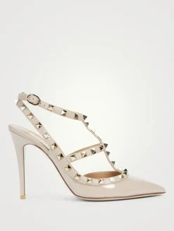 Rockstud Patent Leather Ankle-Strap Pumps