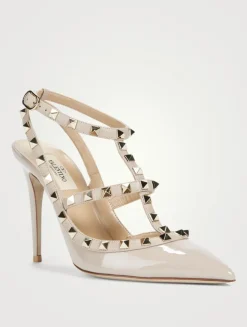 Rockstud Patent Leather Ankle-Strap Pumps