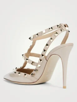 Rockstud Patent Leather Ankle-Strap Pumps