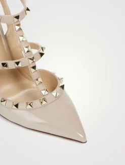 Rockstud Patent Leather Ankle-Strap Pumps