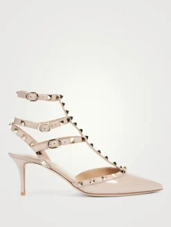 Rockstud Patent Leather Ankle-Strap Pumps