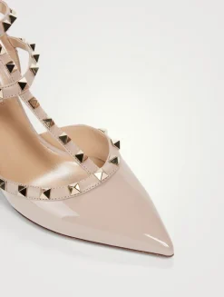 Rockstud Patent Leather Ankle-Strap Pumps