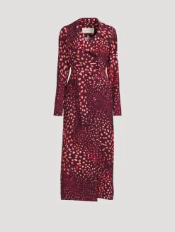 Rolana Trench Coat In Abstract Spots Print