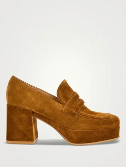 Rouen Suede Platform Penny Loafers