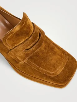Rouen Suede Platform Penny Loafers