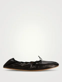Round Leather Ballet Flats