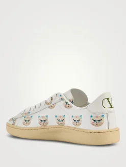 Royco Leather Sneakers In Le Chat De La Maison Print