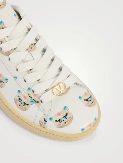 Royco Leather Sneakers In Le Chat De La Maison Print