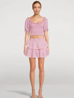 Ruffle Mini Skirt In Bow Print