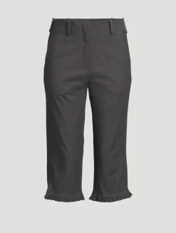 Ruffled Capri Pants In Pinstripe Print