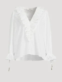 Ruffled Cotton Voile Blouse