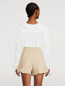 Ruffled Cotton Voile Blouse