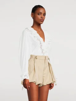 Ruffled Cotton Voile Blouse