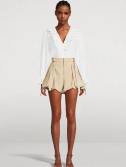 Ruffled Cotton Voile Blouse