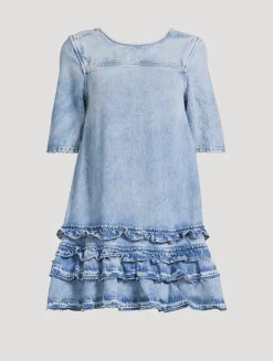 Ruffled Denim Mini Dress