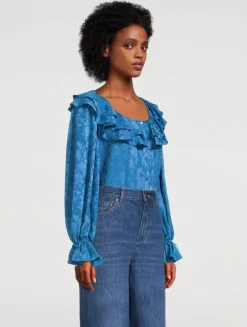 Ruffled Jacquard Shirt