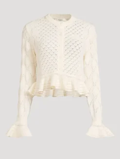 Ruffled Pointelle Cardigan