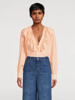 Ruffled Silk Blouse