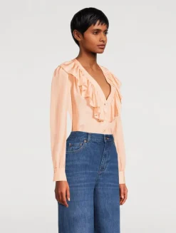 Ruffled Silk Blouse