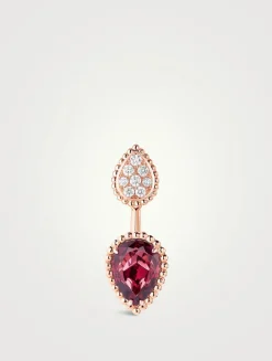 S And XS Motif Serpent Bohème Stud Earring With Garnet And Diamonds