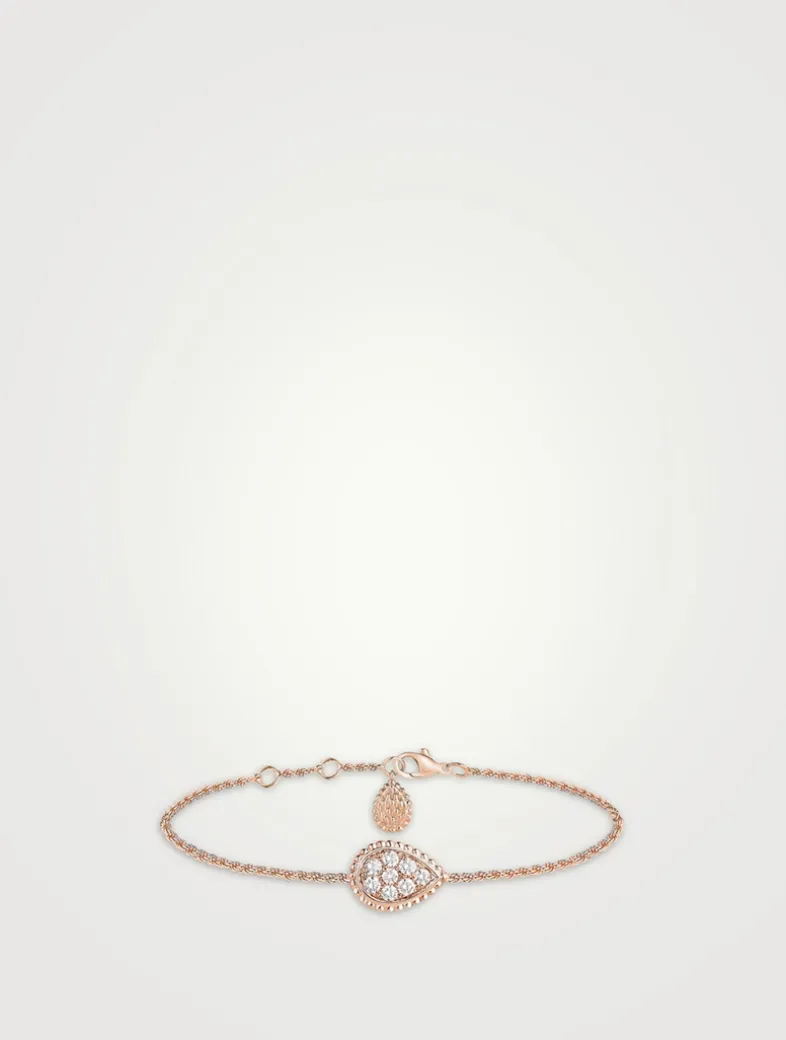 S Motif Serpent Bohème 18K Rose Gold Chain Bracelet With Diamonds