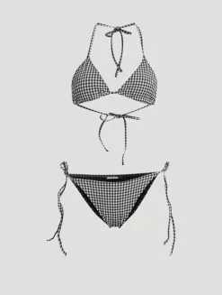 Sabrina Triangle Bikini Set In Gingham Print